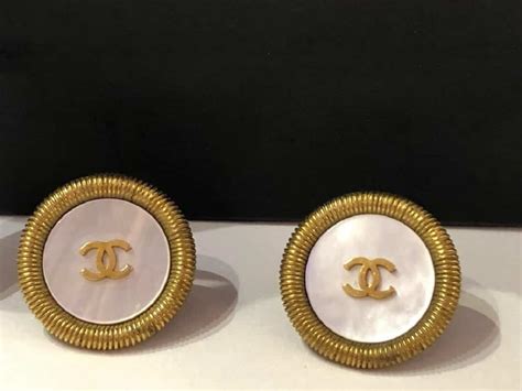 vintage chanel button earrings|chanel earrings original.